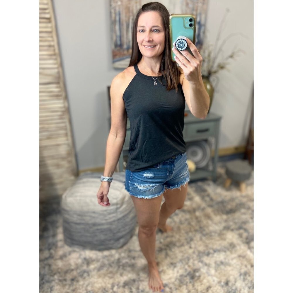 Tri Rocker Tank Floaty Summer Top Charcoal Gray 2320